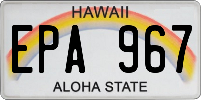 HI license plate EPA967