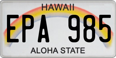 HI license plate EPA985