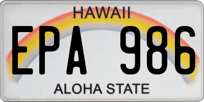 HI license plate EPA986