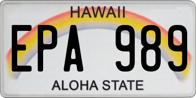 HI license plate EPA989