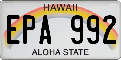 HI license plate EPA992
