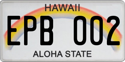 HI license plate EPB002