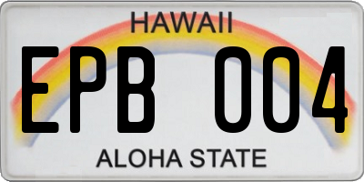 HI license plate EPB004