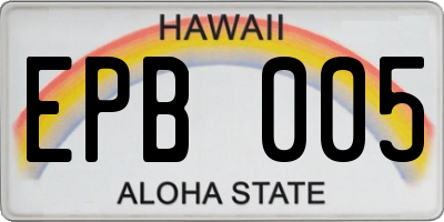 HI license plate EPB005