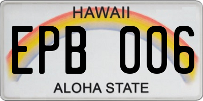 HI license plate EPB006