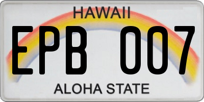 HI license plate EPB007