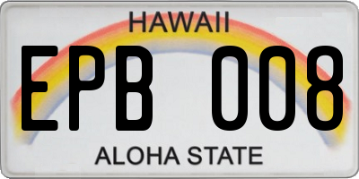 HI license plate EPB008