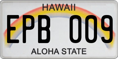 HI license plate EPB009
