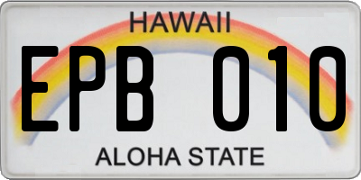 HI license plate EPB010