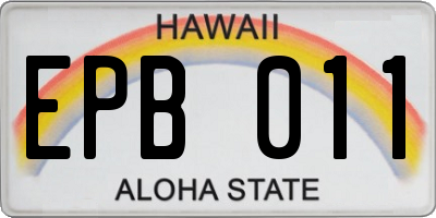 HI license plate EPB011