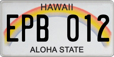HI license plate EPB012