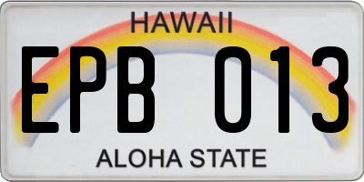 HI license plate EPB013