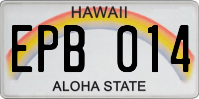 HI license plate EPB014