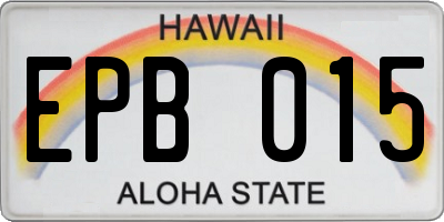 HI license plate EPB015
