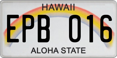 HI license plate EPB016