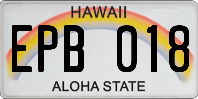 HI license plate EPB018