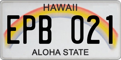 HI license plate EPB021