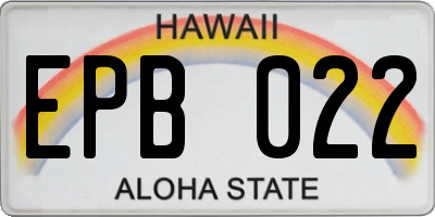HI license plate EPB022