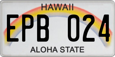 HI license plate EPB024