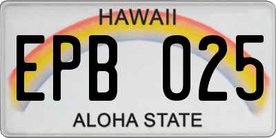 HI license plate EPB025