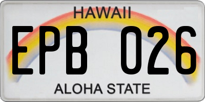 HI license plate EPB026