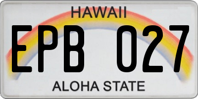 HI license plate EPB027