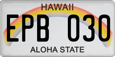 HI license plate EPB030