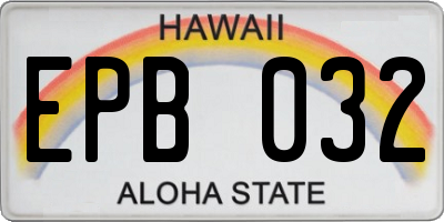 HI license plate EPB032