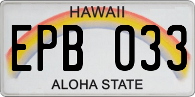 HI license plate EPB033