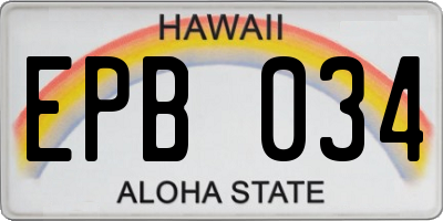 HI license plate EPB034
