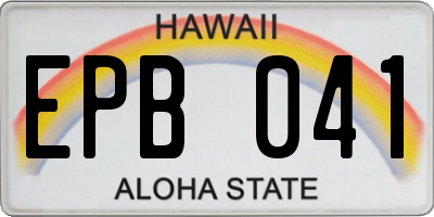 HI license plate EPB041