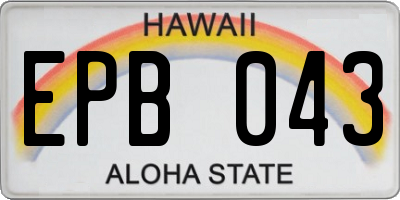 HI license plate EPB043