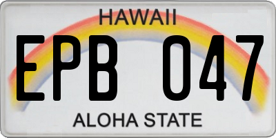 HI license plate EPB047