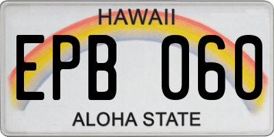 HI license plate EPB060