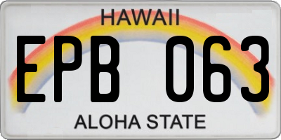 HI license plate EPB063