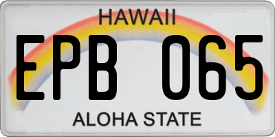 HI license plate EPB065