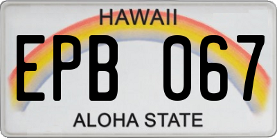 HI license plate EPB067
