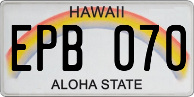 HI license plate EPB070