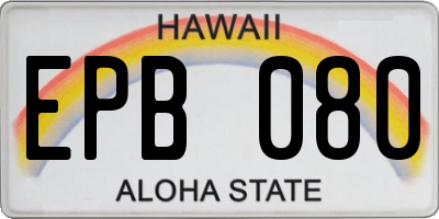 HI license plate EPB080