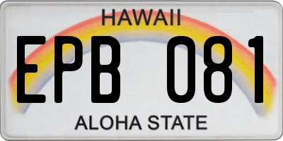 HI license plate EPB081