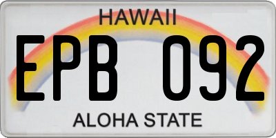 HI license plate EPB092