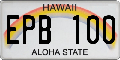 HI license plate EPB100