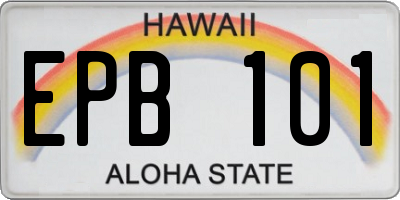 HI license plate EPB101