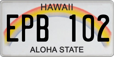 HI license plate EPB102