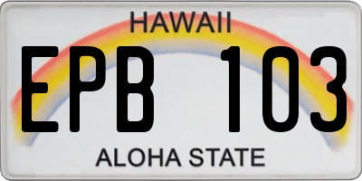 HI license plate EPB103