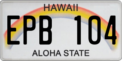 HI license plate EPB104