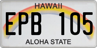 HI license plate EPB105
