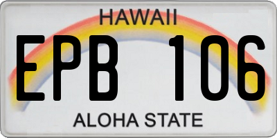 HI license plate EPB106