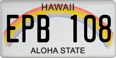 HI license plate EPB108