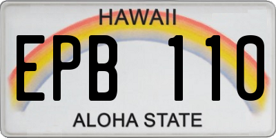HI license plate EPB110